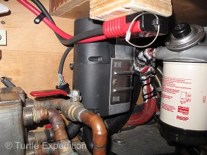 The D5 Hydronic heats coolant which is directed through a series of valves to the engine, the FlatPlate heater, or the Hunter radiator in the camper.
