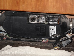 Our Espar Airtronic main camper heater was installed so that it can easily be serviced when a glow plug or other parts need to be changed.