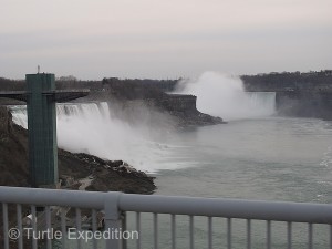 On our way south, we snapped this photo of Niagara Falls as we crossed the Rainbow Bridge.