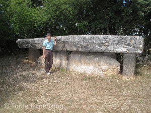 This Dolmen is the most important in the area thought to be 4,000 years old. The table top weighs 40,000 lbs.