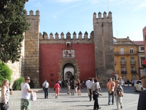 This is the main entrance gate to the Alcázar Palace.