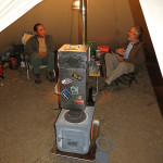 The unique pellet stove in Lee's teepee was very efficient.