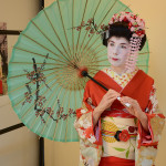 Monika is wearing a traditional wedding kimono.