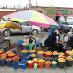 Local women were selling buckets of fat apricots, cherries, apples and black currants.