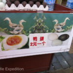 Duck eggs were a specialty. Some ducks must lay black eggs??