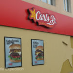 Westernization is creeping into all big cities in Siberia. We enjoyed a cup of coffee at this Carl’s Jr. The right hand poster advertises "Super Star" in Cyrillic alphabet (супер стар).