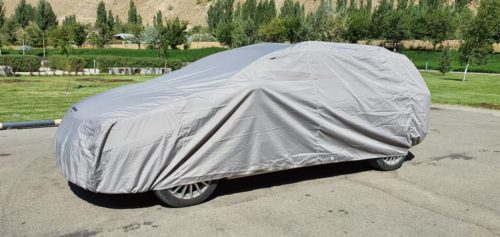 The Covercraft Custom cover protecting this Toyota Corolla Fielder in Khorog, Tajikistan will bring years of life to this new car.